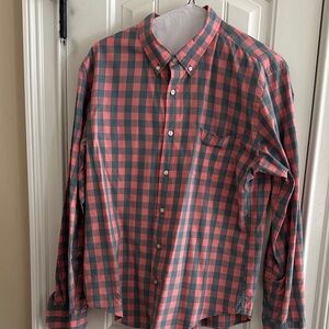 J. Crew Men's Plaid Shirt - Coral and Teal
